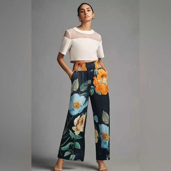 Anthropologie Pants - Anthropologie Saria Smocked Waist   Pant Wide-Leg by Mauve Size Small